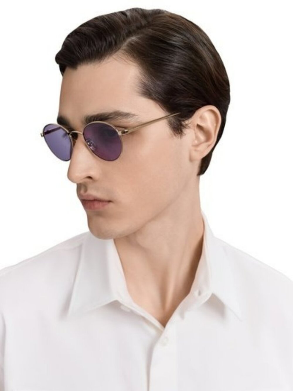 Loewe Men Sunglasses Gold Violet Round LW40152U 32Y NEW AUTHENTIC